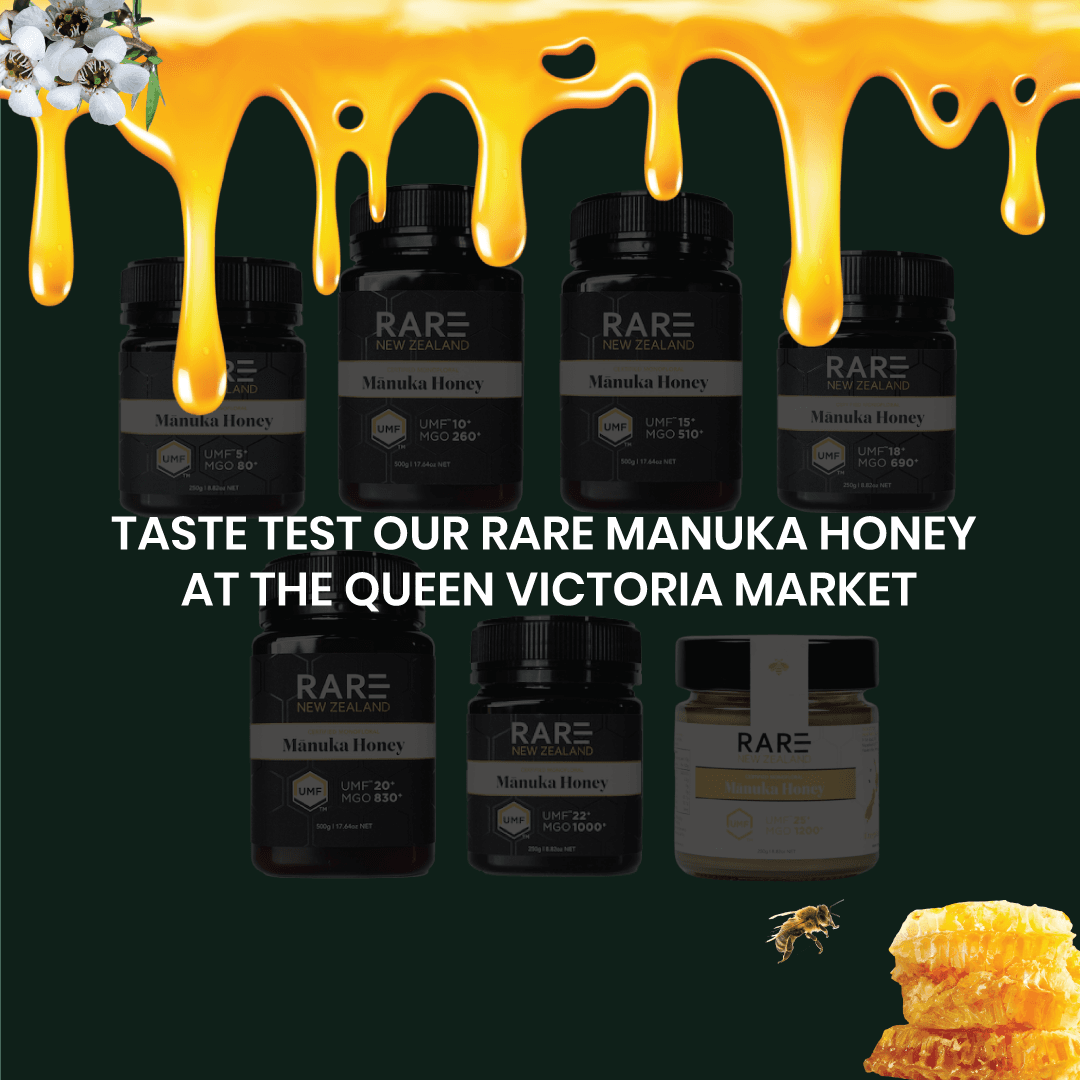 Taste Test Our Genuine New Zealand, Potent Manuka Honey at the Queen Vic Market
